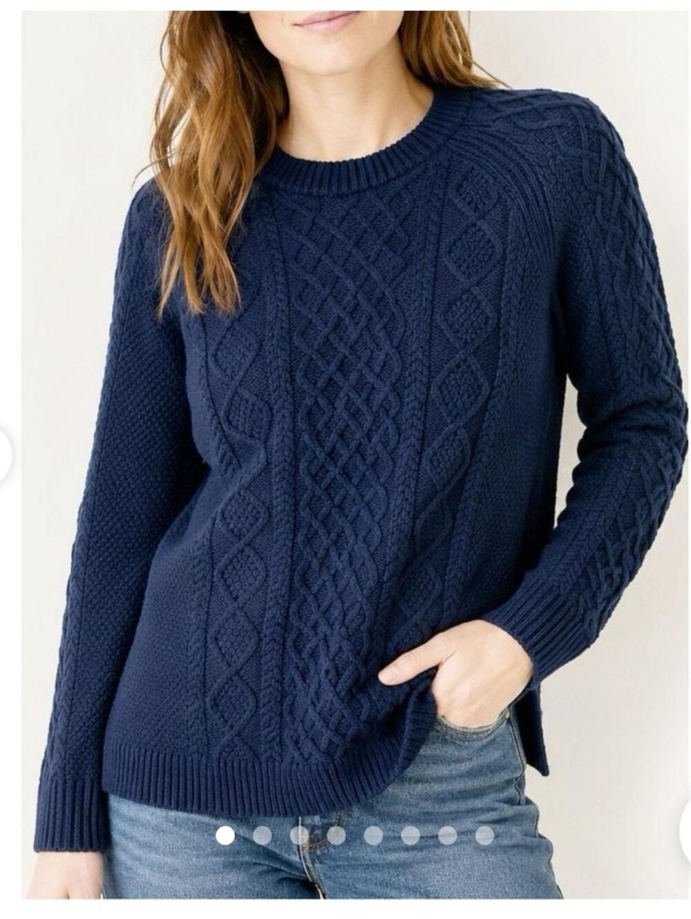 J. Crew Navy Blue Cable Fisherman Knit Crew Neck Sweater M